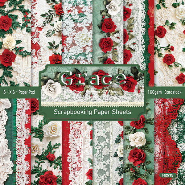 Retro Lace Border Craft Paper with floral lace and vintage retro theme