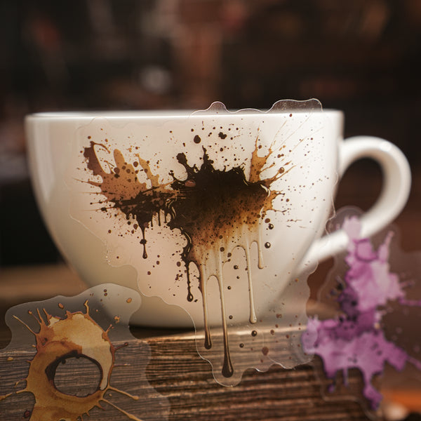 Retro PET Sticker Color of Coffee Artistic Coffee Spill Stickers
