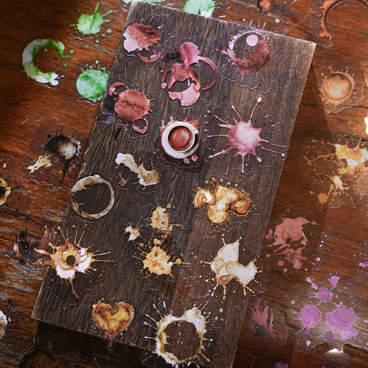 Retro PET Sticker Color of Coffee Coffee Stain Decorative Stickers