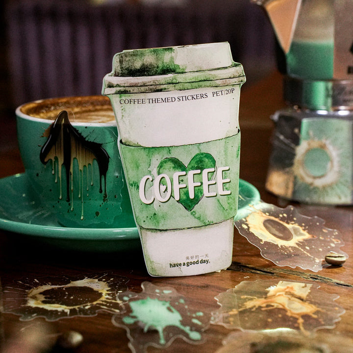Retro PET Sticker Color of Coffee Journaling DIY Material Sheet