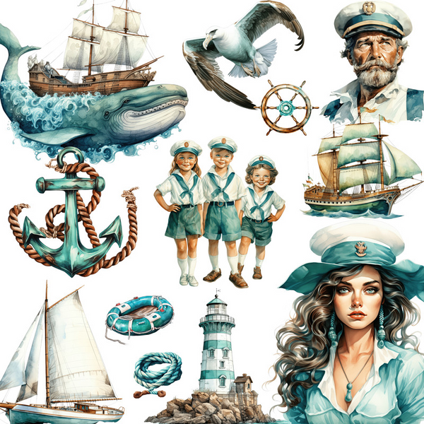 Retro Stickers Navy Sailor Journal Decor