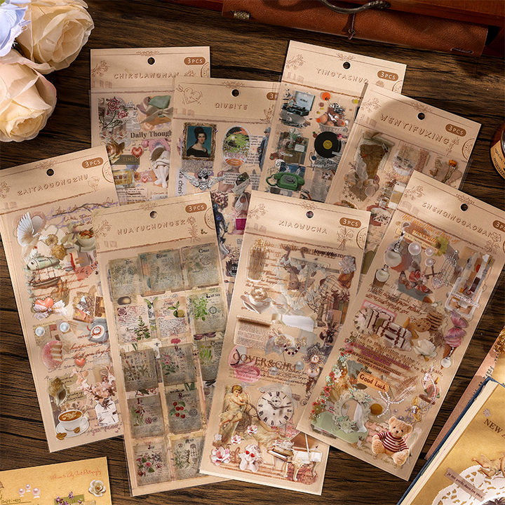 Retro Stickers PVC Vintage Series for Artistic Use