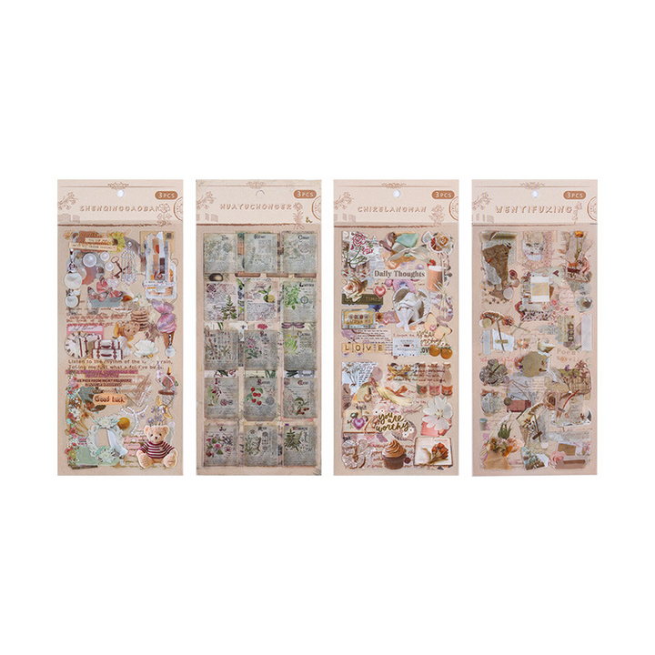 Retro Stickers PVC Vintage Series with Daily Life Theme for Journal