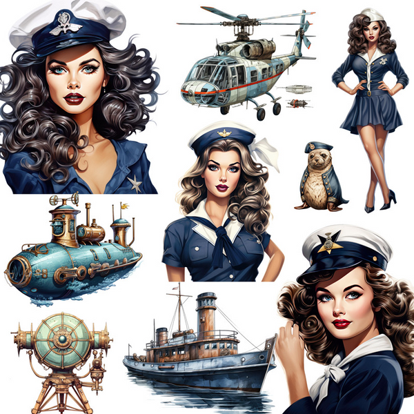 Retro Stickers Sailor Girl Journal