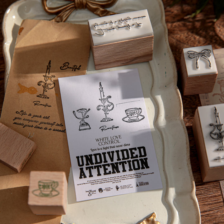Retro Tea Party Wooden Stamps for Journal Decoration