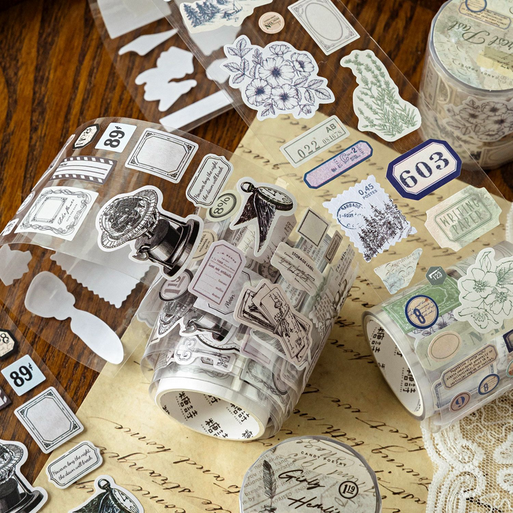 Retro Washi Tapes Vintage Kraft Paper Die Cut Scrap Tape for Scrapbook