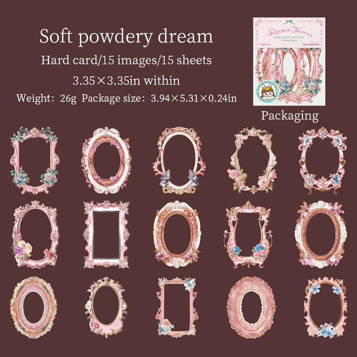 Rococo Frames Soft Powdery Dream Retro Floral Cardstock Stickers