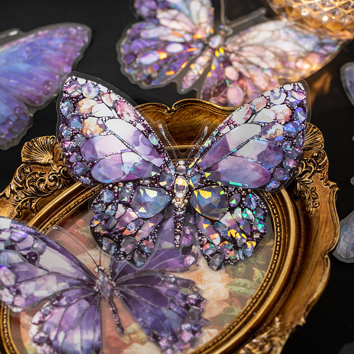 Romance Butterflies PET Stickers Amethyst Wings Dreamy Glow