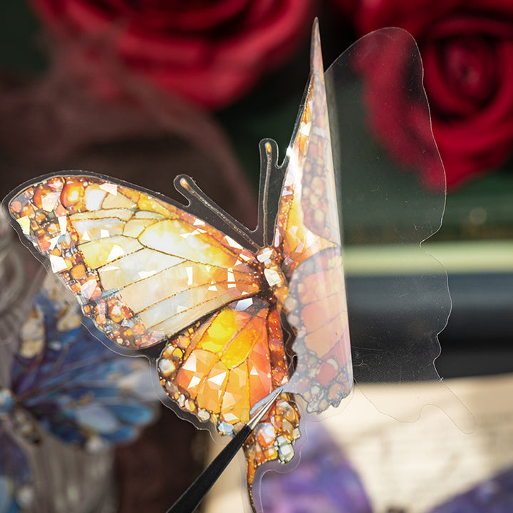 Romance Butterflies PET Stickers Amethyst Wings Elegant Design Suitable for Craft Projects