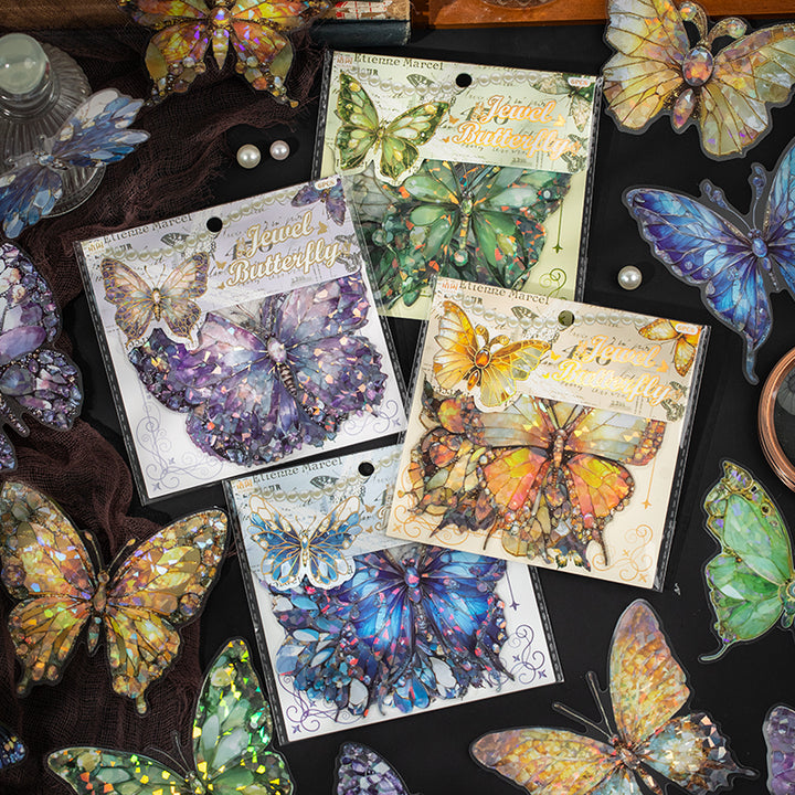 Romance Butterflies PET Stickers Amethyst Wings Light Effect
