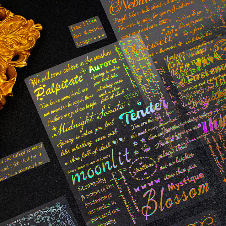 Romance Stickers 3D Gold Spring Letter Detailed Image