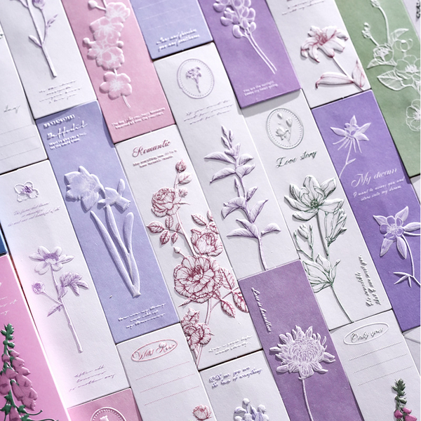 Romantic Blossom Embossed Bookmarks Set Vintage Romantic Embossing