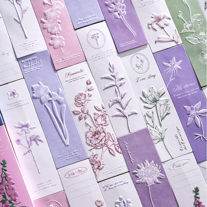 Romantic Blossom Embossed Bookmarks Set Vintage Romantic Embossing