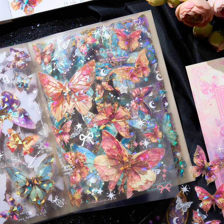 Romantic Butterfly Series PET Stickers Holographic Effects for Journaling