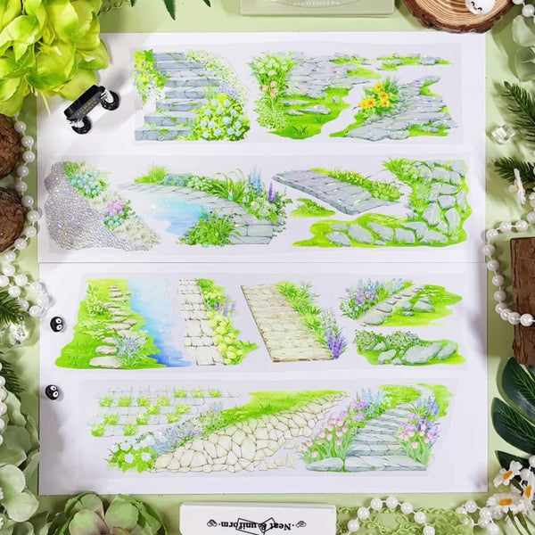 Romantic Flower Path PET Tape Decorative Scenery