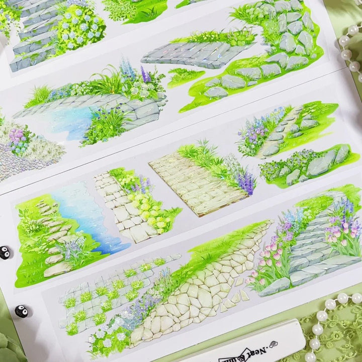 Romantic Flower Path PET Tape Scrapbooking Supply