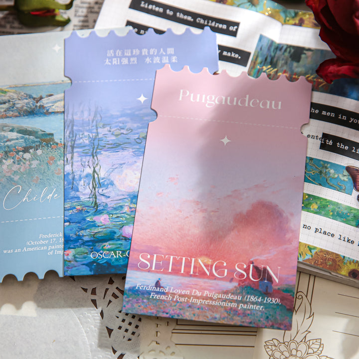 Romantic Gallery Series Art Exhibition Ticket Style Postcard with Silver Foil