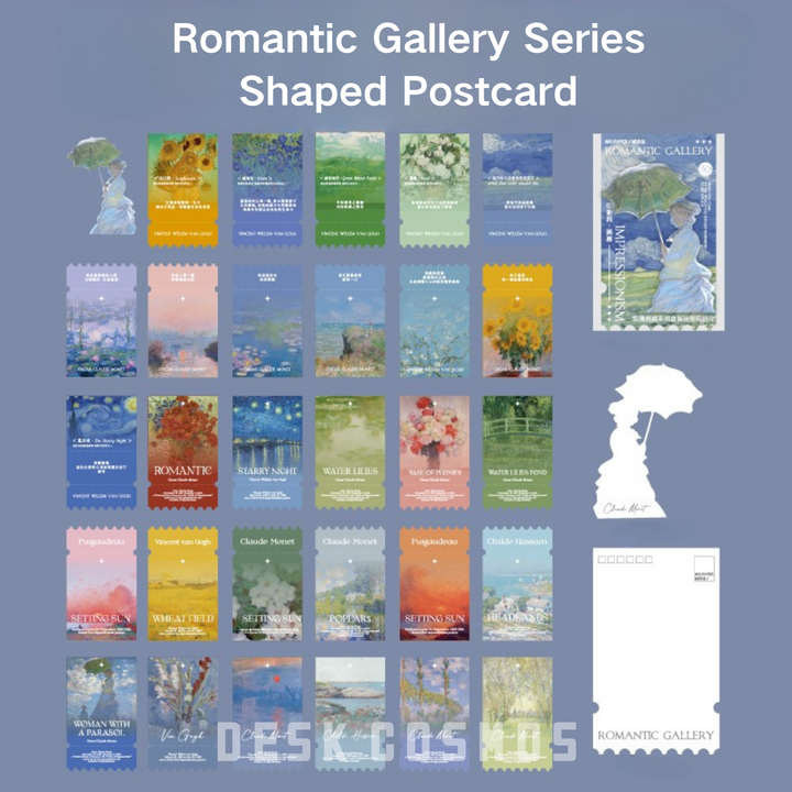 Romantic Gallery Series Shaped Postcard Art Oil Painting Style