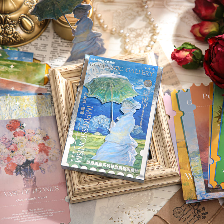 Romantic Gallery Series Vintage Art Postcard Monet Van Gogh Inspired