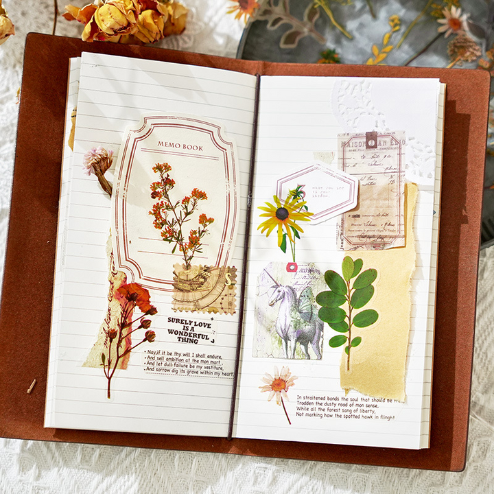 Romantic Language Floral Stickers Nature Scenery for DIY