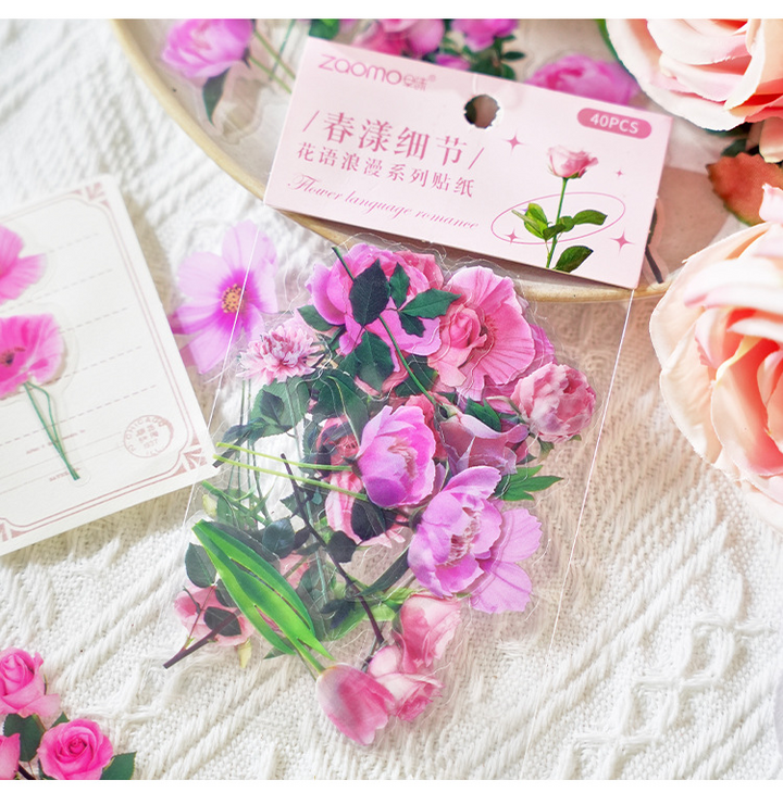 Romantic Language Nature Stickers Flower Plant Background