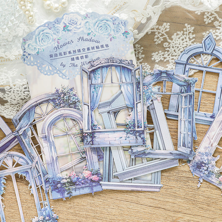 Romantic Laser Cut Window Flower Shadows Stickers for Journal Decoration