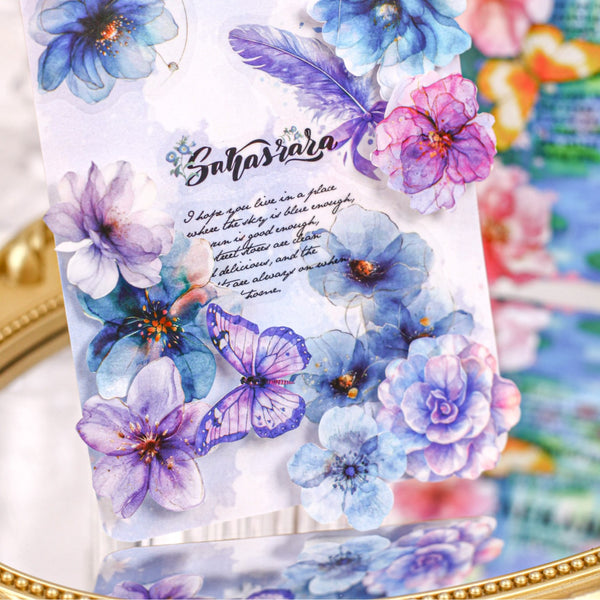 Romantic PET Stickers Glass Petal Floral Cute Scrapbook
