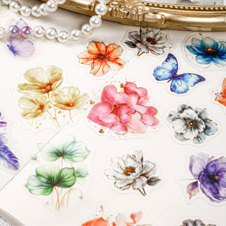 Romantic PET Stickers Glass Petal Floral Gift Idea