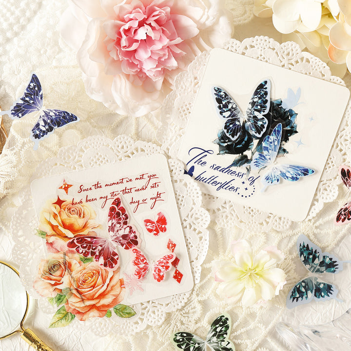 Romantic PET Stickers Graceful Butterflies butterfly collage elements