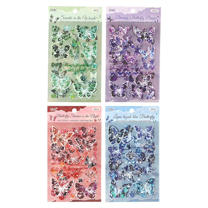 Romantic PET Stickers Graceful Butterflies transparent journal decoration