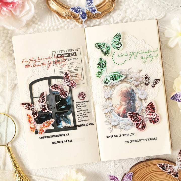 Romantic PET Stickers Graceful Butterflies for notebook customization