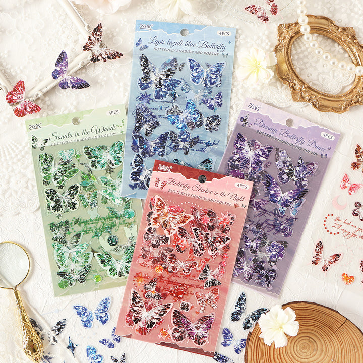 Romantic PET Stickers Graceful Butterflies transparent journal decoration