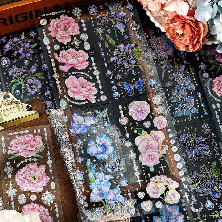 Romantic PET Stickers Secret Garden Foil Elegant Design