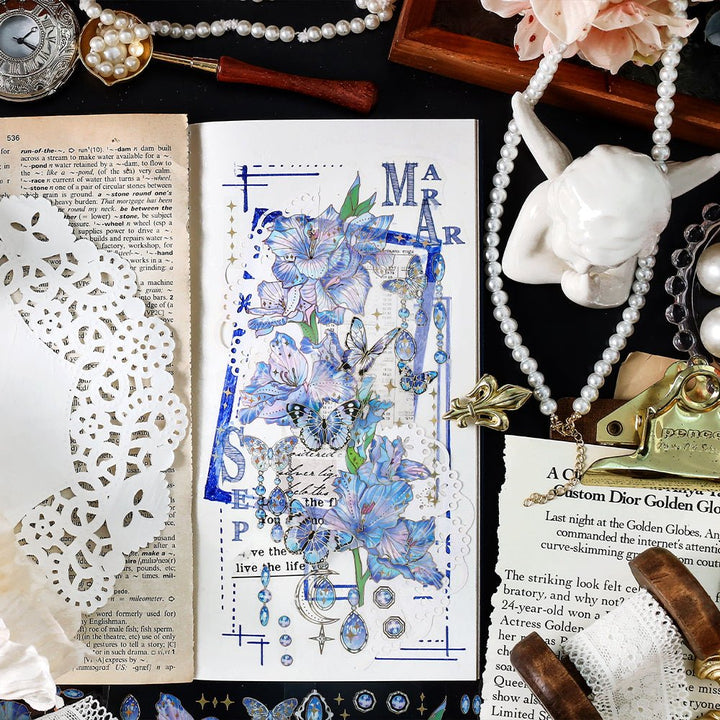 Romantic PET Stickers Secret Garden Foil Glossy Texture