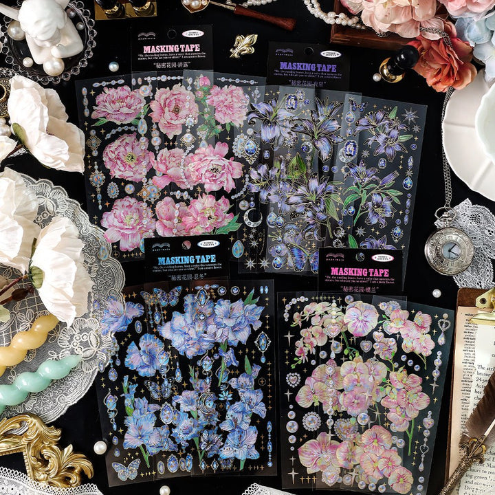 Romantic PET Stickers Secret Garden Foil Journal Decoration