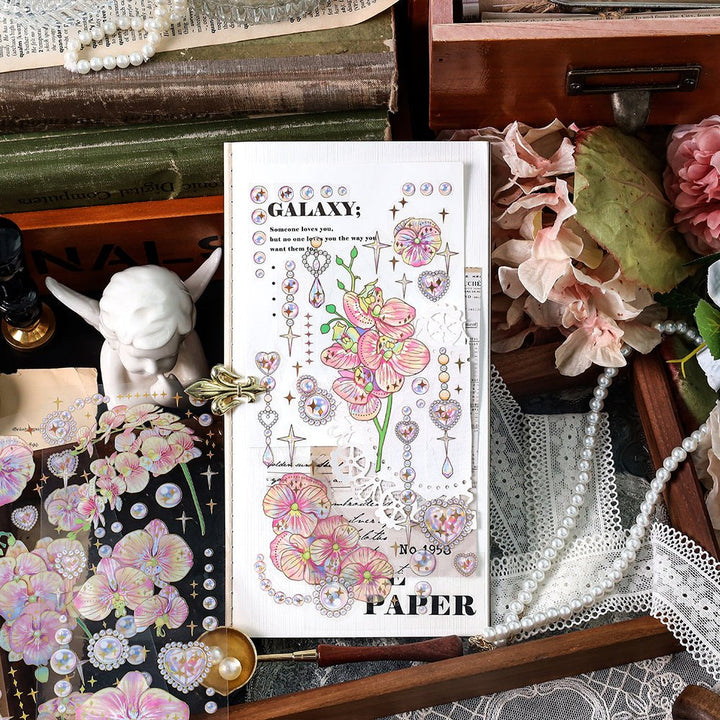 Romantic PET Stickers Secret Garden Foil Romantic Theme