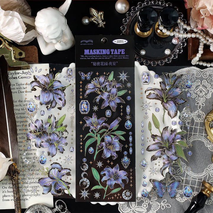 Romantic PET Stickers Secret Garden Foil Vintage Floral