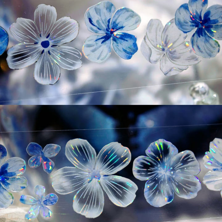 Romantic PET Tape Blue Mist Isle Floral Background