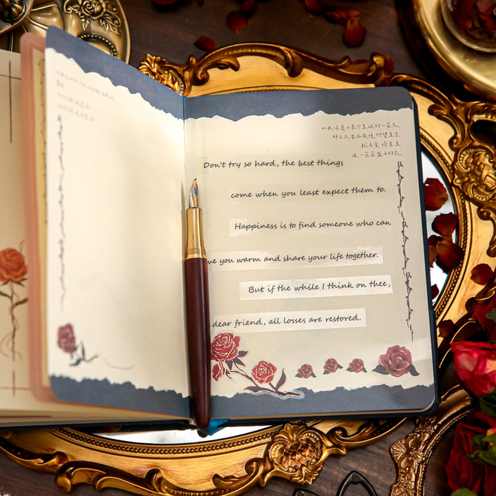 Romantic Rose Star Wish Series Journal with a pen beside it