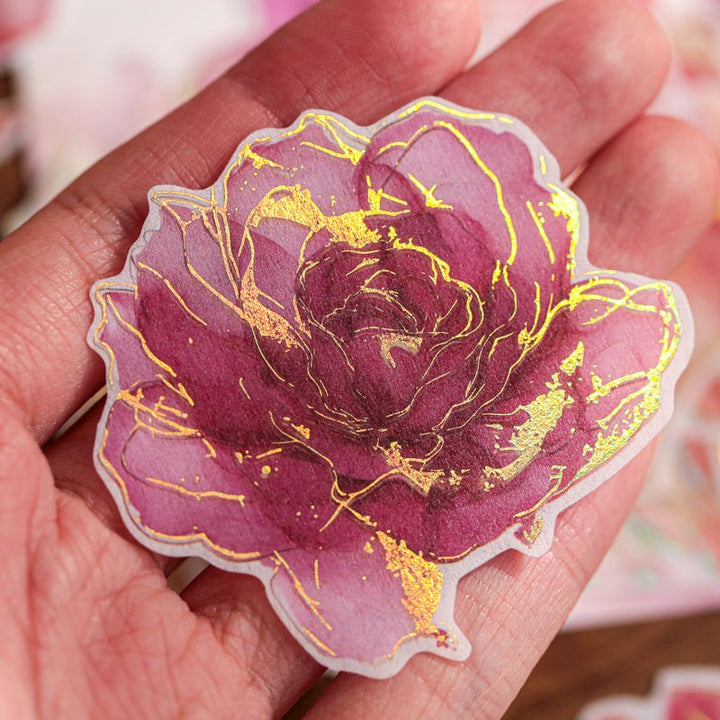 Romantic Washi Stickers Floating Flower Gilded botanical journaling essentials