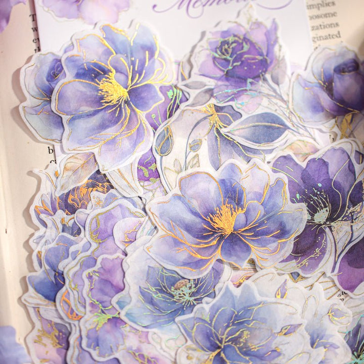 Romantic Washi Stickers Floating Flower Gilded delicate flower sticker pieces