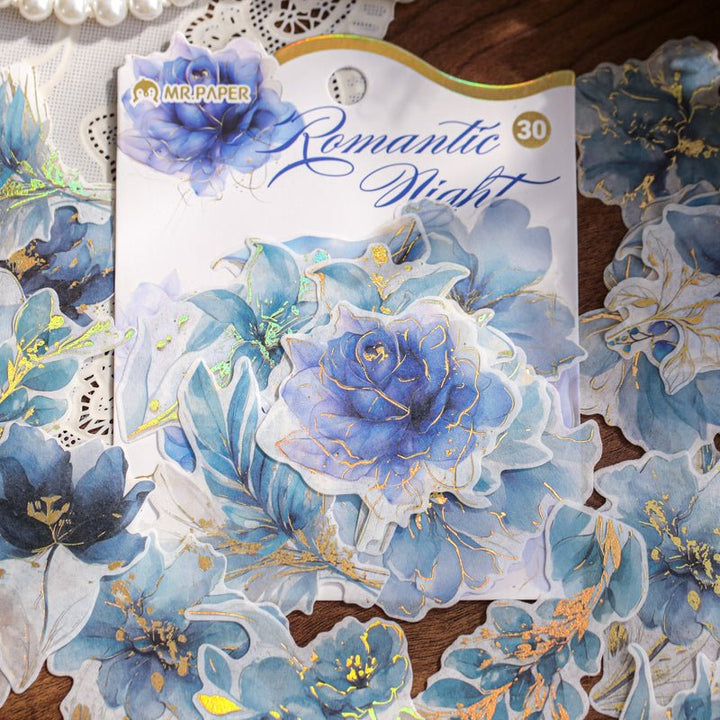 Romantic Washi Stickers Floating Flower Gilded floral washi cutout stickers