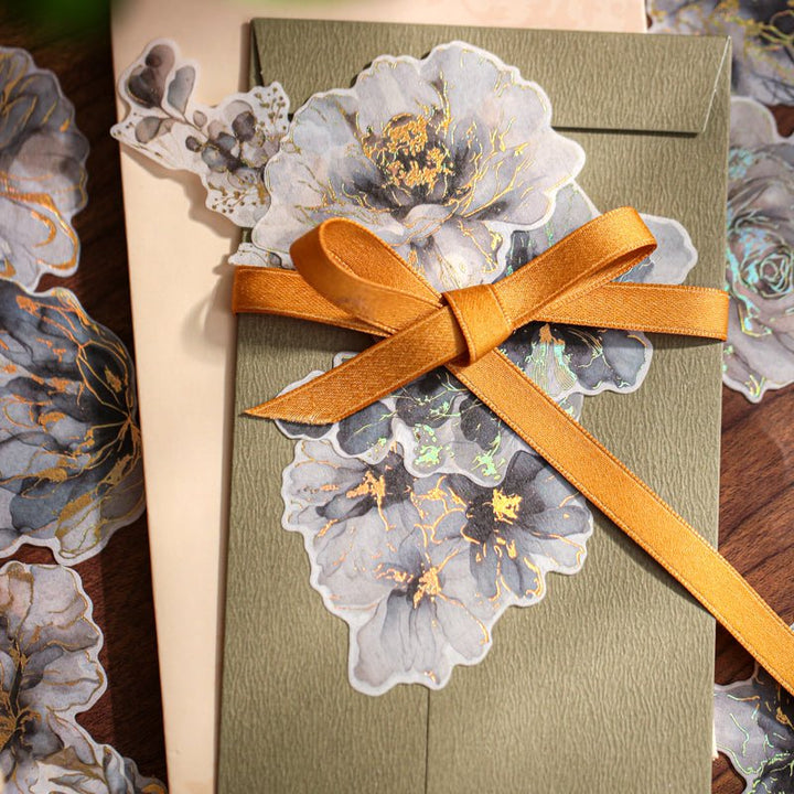 Romantic Washi Stickers Floating Flower Gilded foil effect flower stickers