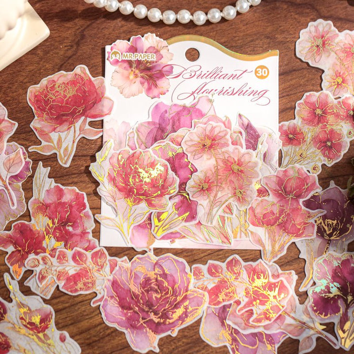 Romantic Washi Stickers Floating Flower Gilded journal supplies for scrapbooking