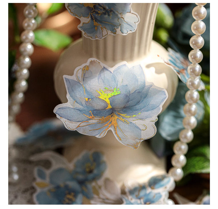Romantic Washi Stickers Floating Flower Gilded retro washi flower decals