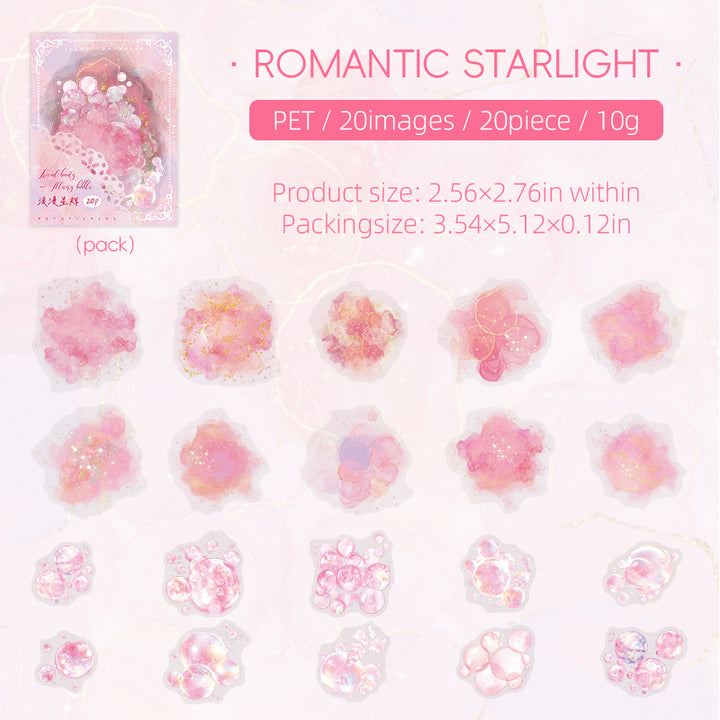 Romantic Watercolor Bubble PET Stickers for Scrapbook