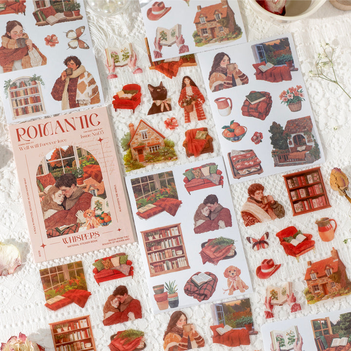 Romantic Whispers PET Washi Stickers Vintage Floral Aesthetic Sticker Book