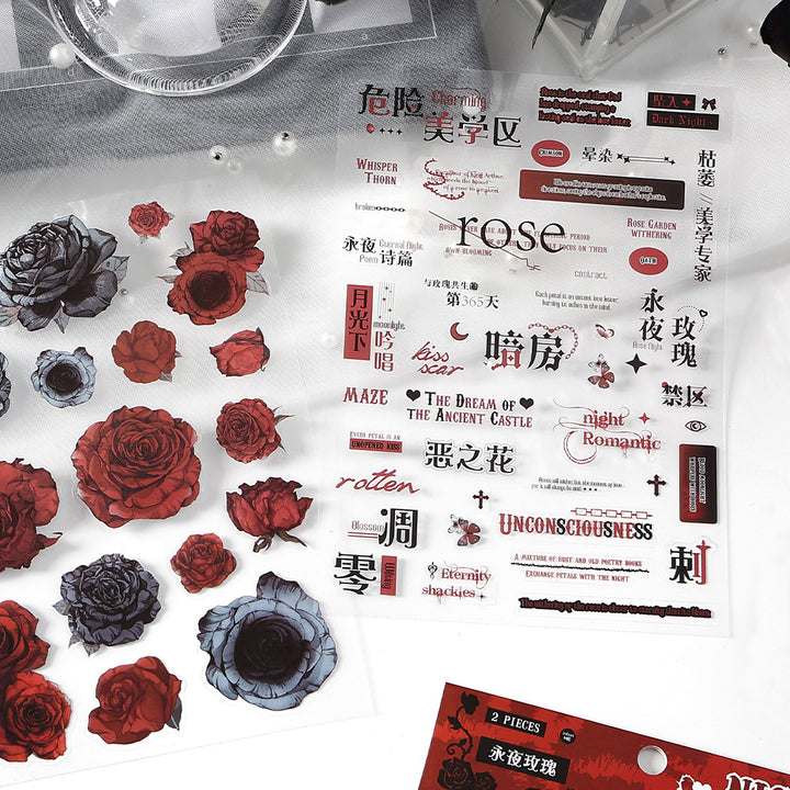 Rose Aesthetic Gothic Stickers Flower Text