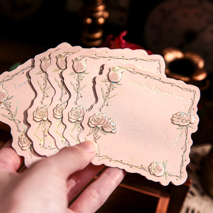 Rose Island Series Gold Foil Memo Pad Art Paper for Journaling
