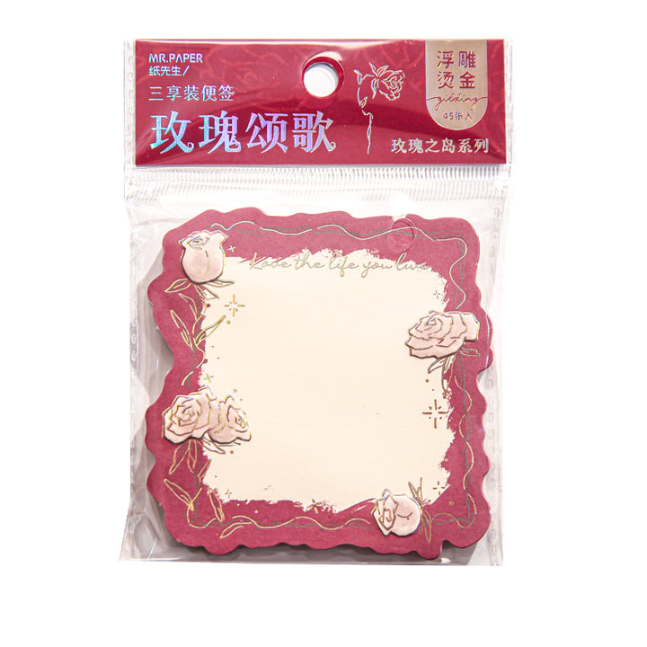 Rose Island Series Memo Pad Gold Foil Design for Elegant Writing